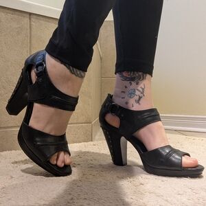 Harley Davidson 4.5" Heels Genuine Black Leather SZ 8.5 GILLIAN Shoes Studded